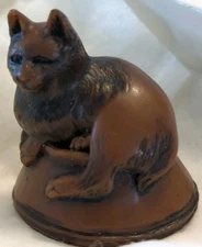 Netsuke Mini Cat Figurine Hidden Fish Carved Kitty Feline VTG Met Museum Art N Y
