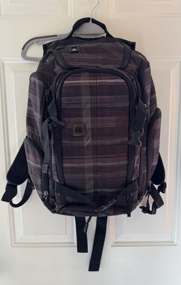 Vintage Quicksilver Grenade Black Gray Plaid Laptop Backpack