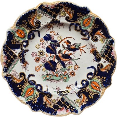 Early Mason's Patent Ironstone China  FLYING BIRD or BIRD & FLOWERS 6 3/4'' Plate