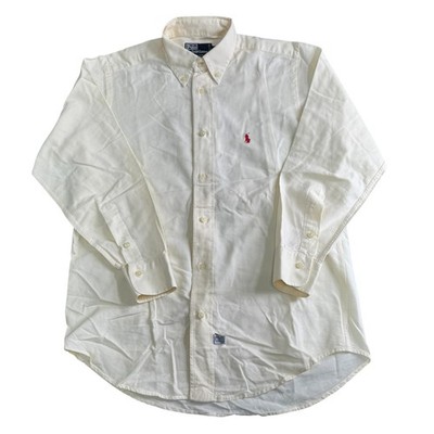 Polo Ralph Lauren Hemd Classic Fit Creme Hergestellt in den USA Button Down Herren 15
