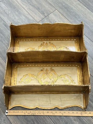 Italian Florentine Wood Wall Shelf Gilded Gold Guilt Vintage Handcrafted Italy - Picture 13 of 13