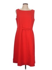 Authentic Lafayette 148 New York Red Virgin Wool 2-Piece Dress Jacket Suit Set