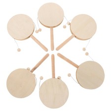 6 Pcs Painting Plaything Wood Rattle-drum Kids Percussion Blank Hand Rattles