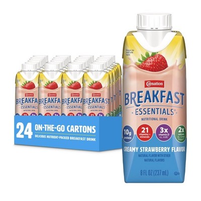 Carnation Breakfast Essentials Ready-to-Drink Creamy Strawberry, 8 FL OZ Cart...