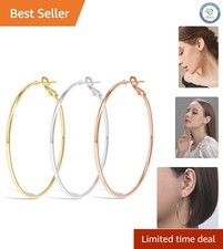 Dainty 14K Gold Plated Big Hoop Earrings - Hypoallergenic and Elegant Design