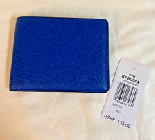 Bosca Leather Italy 8 pkt Executive Monfrini Blue Wallet 98-294 NWT Monogram TSW