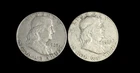 LOT OF 2 - 1962 D 50C BEN FRANKLIN SILVER HALF DOLLARS - 90% SILVER AS SHOWN