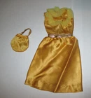 BARBIE ...VINTAGE 1972 GOLDEN GLITTER DRESS & PURSE, EXCELLENT