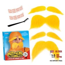 2 Set of Self-Adhesive Fake Mustaches Eyebrows for Adults Yellow