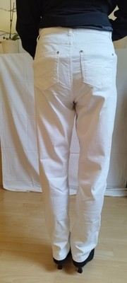 38/40 5-Pocket-Stretch-Jeans HEINE. weiß, Taschen, Gürtelschlaufen