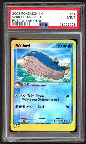 Pokemon Cards - PSA 9 Wailord 14/109 - EX Ruby & Sapphire Reverse - MINT - PSA9