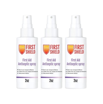 First Shield Aid Antiseptic Spray, Wound Cleaner, Benzalkonium 3-Count 
