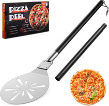 9-Inch Perforated Pizza Peel with Detachable Handle for Easy Oven Use