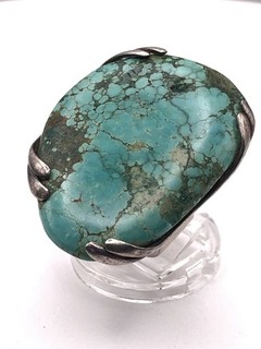 ENORME anello turchese argento sterling 40 mm vintage nativi modernisti 23 9 G