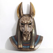 Bronze Finished Anubis Egyptian God Bust Wall Plaque 14" Tall,Plaques & Signs