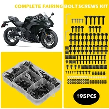 Motorcycle Bumper Bodywork Panel Fairing Bolts Kit Fastener Clips Screws 195Pcs