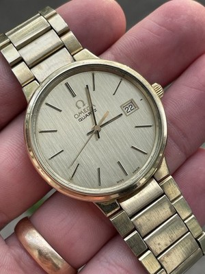 Vintage Estate Omega Quartz Gold Plated Watch Working Cool Piece!