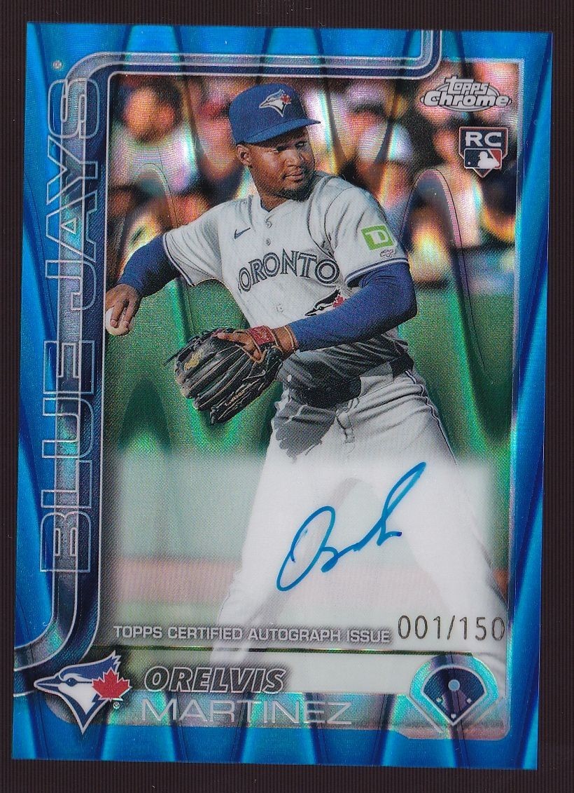 2025 Topps Chrome Rookie Auto Blue RayWave Refractor RA-OM Orelvis Martinez /150