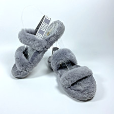 UGG Big Kid "Oh Yeah" Gray Fluffy Slippers S/N 1115752K... size Youth 6
