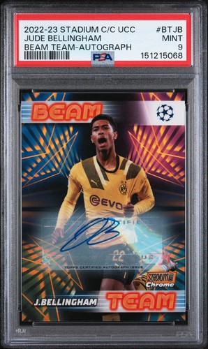 2022 Topps Stadium Cl. Chrome UCC Beam Team Autograph Jude Bellingham Auto PSA 9