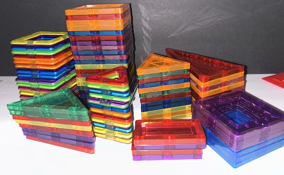 Magformers Magnetic Building Tiles Blocks Lot Over 114 Assorted Colors & Shapes - Image 2 of 4