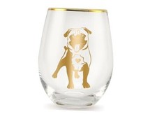 Pug Gifts for Pug Lovers, Women, Dog Mom, Dog Lover, 17 Oz Stemless Wine Glass