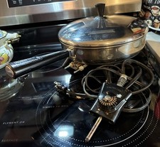 Vintage Farberware 12" Pfanne Elektrische Bratpfanne Kuppel Deckel Edelstahl 310-A Funktioniert