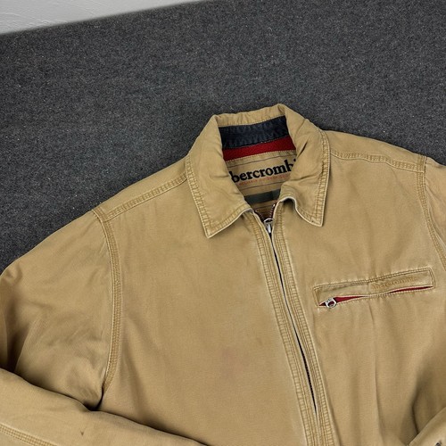 Abercrombie Jacket Boys XL Tan Canvas Detroit Bomber Blanket Lined Y2K Work a92 - Picture 8 of 15