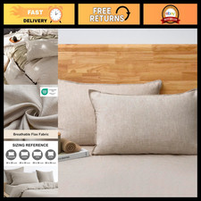 100 French Linen Pillowcases Set of 2 - Breathable, Cooling, Zipper Closure, 20