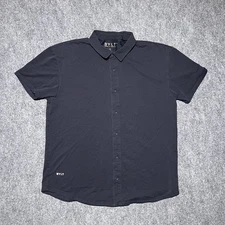 BYLT Shirt Mens XL Black Lux Premium Basics Short Sleeve Button Up Casual