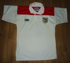 Lancashire County Rugby Koszula-S/Rękawy Biały/Czerwony Haftowany-NOWA-Rozmiar MEDIUM