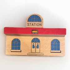 BRIO Wooden Railway Train station Building 33663 Conductor Used
