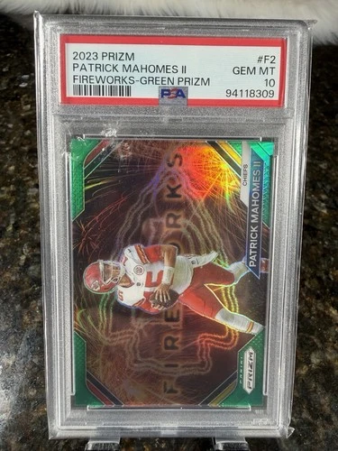 2023 Panini Prizm Patrick Mahomes II Fireworks Green PSA 10