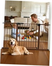 Metal Auto Close Baby Gate PressGuard 30"Tall 29"-55" Wide Black Wood Pattern