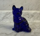 Fenton Cobalt Blue Glass Cat Figurine — Vintage