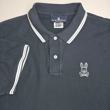 PSYCHO BUNNY Men's Large Size 6 Blue White Short Sleeve Polo Shirt -1996