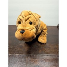 Ganz Webkinz Plush Stuffed Shar Pei Dog Toy Tan Wrinkled Face Puppy Animal 10"