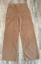 American Eagle Super High Rise Baggy Wide Leg Jeans Brown Lyocell Sz 6 regular