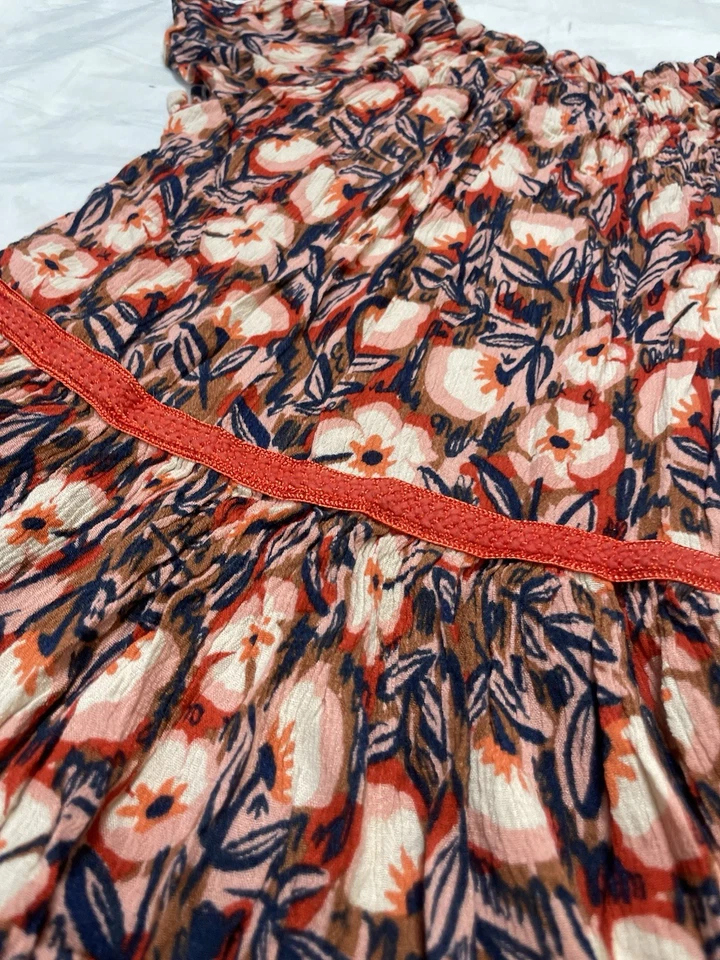 Gymboree HELLO FALL Poppies Flower Dress Little Girl 6 Orange Brown Pink Blue - Image 4 of 4