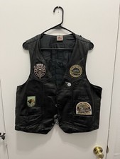 Vintage Made In The USA, Harley Davidson Biker Patch Leather Vest Size 48