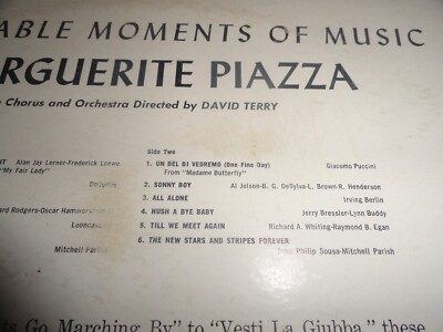 VINYL RECORD LP MARGUERITE PIAZZA MEMORABLE MOMENTS OF MUSIC #2