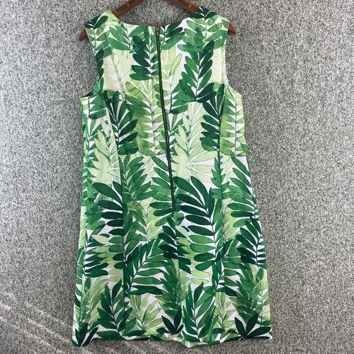 Julian Taylor Dress Womens 14 Green Forrest Leaves Sleeveless Short Casual - Picture 7 of 9