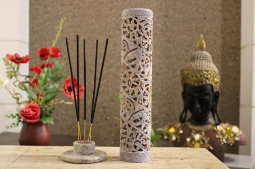 11-Inch Handcrafted Soapstone Hand Work Incense Holder Tea Light Candle Holder - Picture 1 of 5