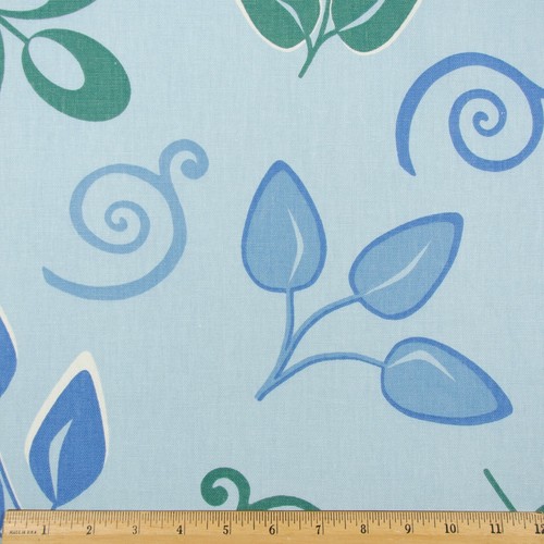Bloomcraft– Leaf Toss/Ice Blue | Leaf Print | Medium Weight Poplin Cotton Fabric - Picture 3 of 6