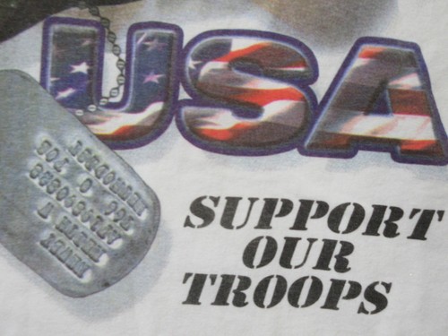 Sz M Vtg Patriotic SUPPORT OUR TROOPS T Shirt Mens USA MADE Eagle Military - Picture 5 of 11