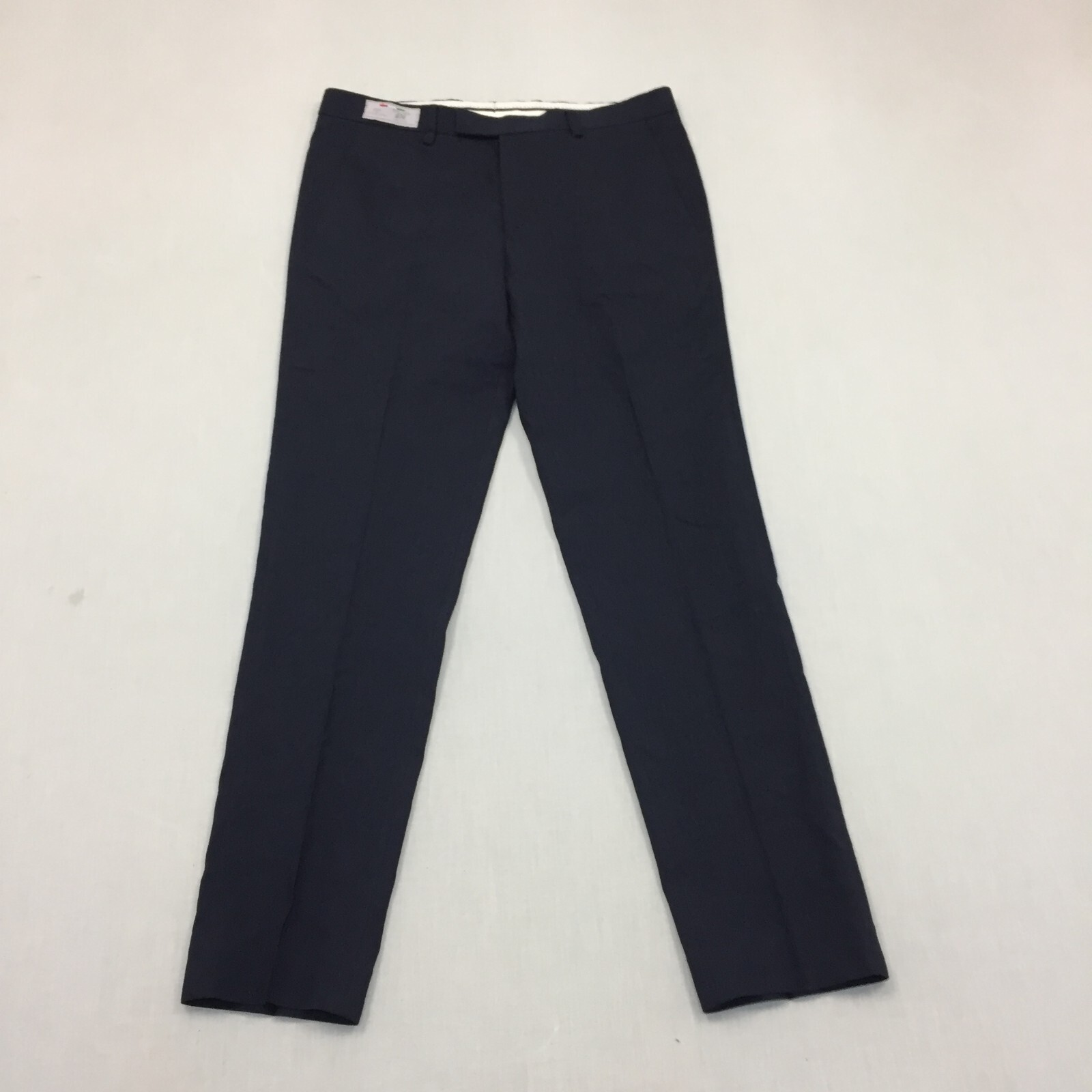 M&S Mens Straight Fit Linen Mix Chino Trousers Blue W34 L31 34R