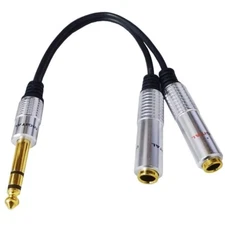 Y Splitter Cable For Guitar Piano Mic 1/4" TRS Stereo Male To 6.35mm Dual Female
