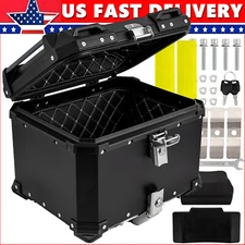 Motorcycle 56L Top Case Tail Box Waterproof Luggage Aluminum Trunk Storage & Key