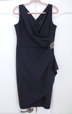 Alex Evenings Dress Sz 10 Navy Mother of the Bride Cocktail Party SLIMMING