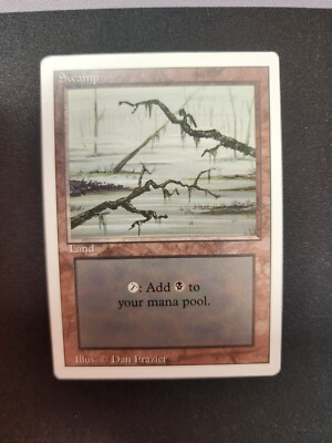 MTG Swamp Revised Error Card Minor Misprint White Ink Spot On Back